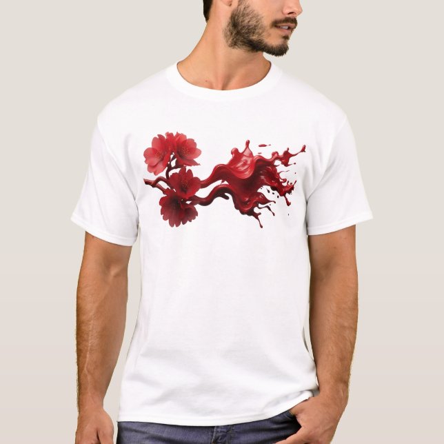 Chic ABSTRACT BLUME Tragbare Kunst T-Shirt (Vorderseite)
