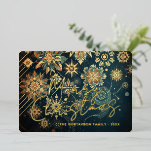Chic Abstrakt Aquamarin Blue Snowflake Piazza dell Folien Feiertagskarte
