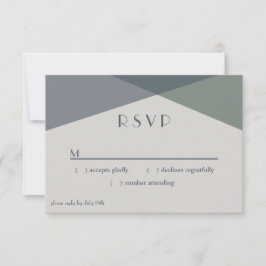 Chic Abstrakt Geometric Sage Navy Dusty Blue RSVP Karte