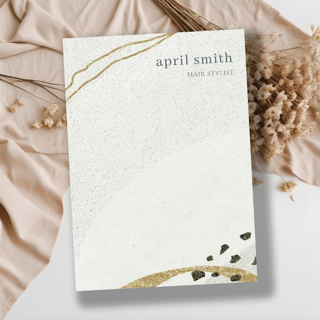 Chic Abstrakt Ivory Gold Black Gray Stone Textur Mitteilungskarte (Von Creator hochgeladen)