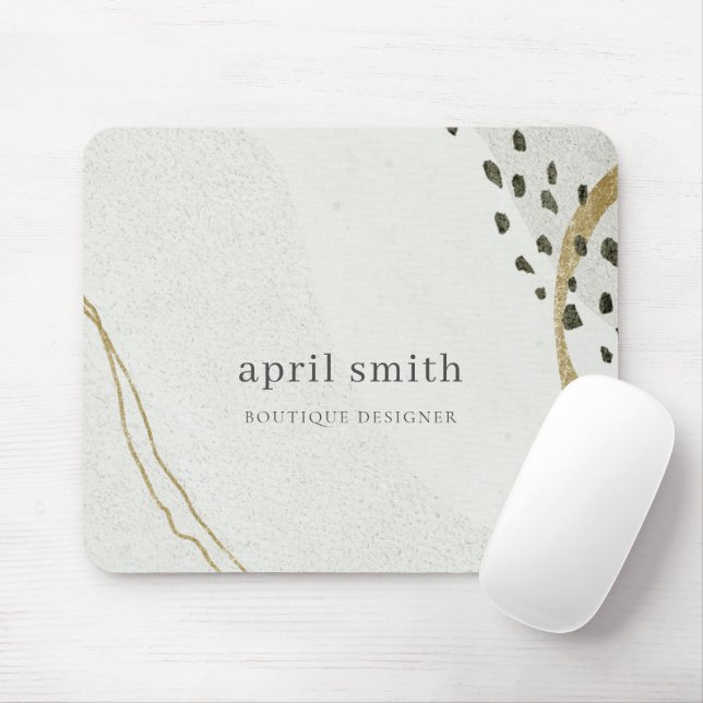 Chic Abstrakt Ivory Gold Black Gray Stone Textur Mousepad (Mit Mouse)