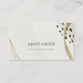 Chic Abstrakt Ivory Gold Black Gray Stone Textur Visitenkarte