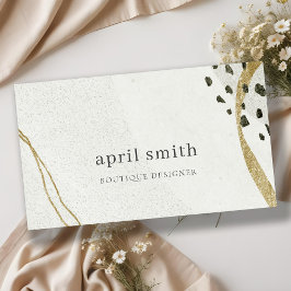 Chic Abstrakt Ivory Gold Black Gray Stone Textur Visitenkarte