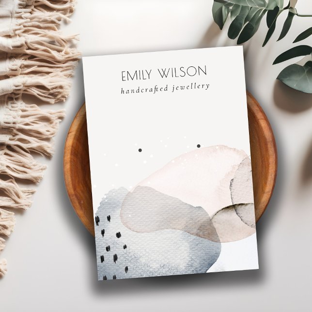 Chic Abstrakt Pink Blue Watercolor Earring Display Visitenkarte (Von Creator hochgeladen)