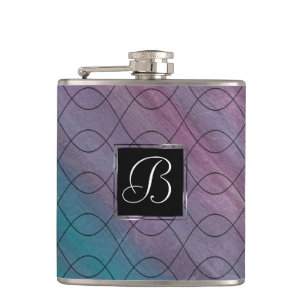 Chic Abstrakt Rosa Aquamarin Blau Türkis Lila Flachmann