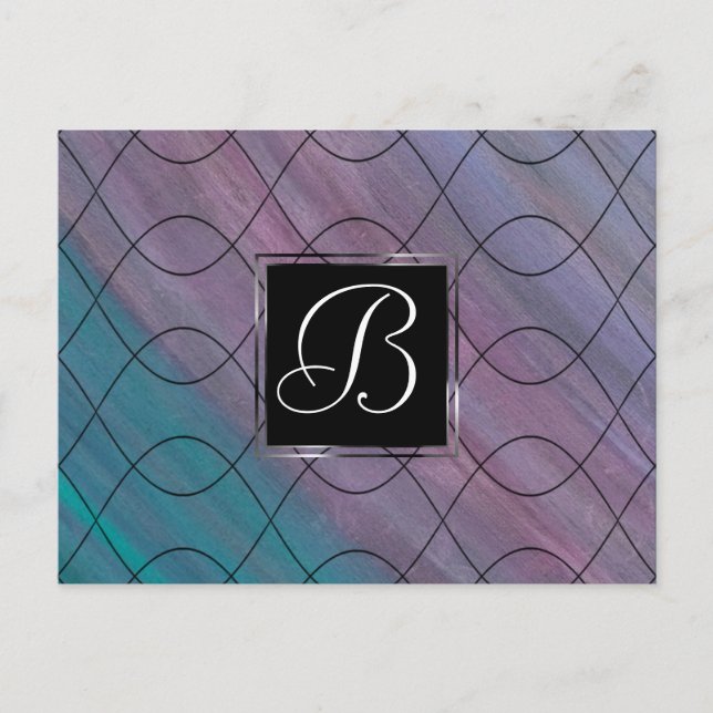 Chic Abstrakt | Rosa Aquamarin Blau Türkis Lila Postkarte (Vorderseite)