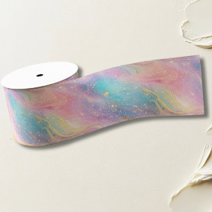 Chic abstraktes Pastell-Glitter-Farbmuster Ripsband