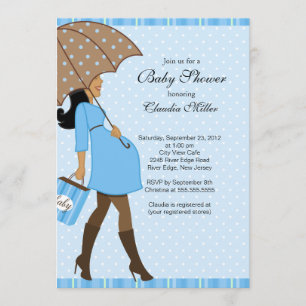 Chic African American Pregnant Mama Baby Dusche Einladung