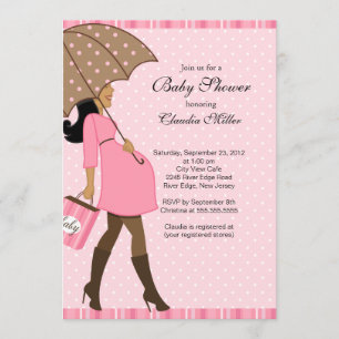 Chic African American Pregnant Mama Baby Dusche Einladung