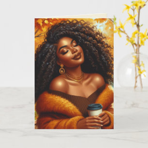 Chic African American Woman Erntedank   Fall Karte