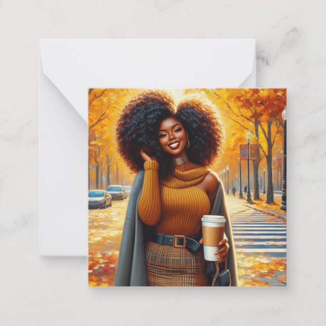 Chic African American Woman Erntedank | Fall Mitteilungskarte (Vorderseite)