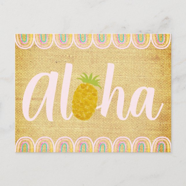  Chic Aloha Pineapple Einladungspostkarte (Vorderseite)