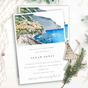 Chic Amalfi Küste Italien Landschaftsbild Brautpar Einladung