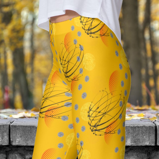 Chic Amber Orange Atomvortex Muster Leggings (Amber Orange Atomic Vortex Leggings)