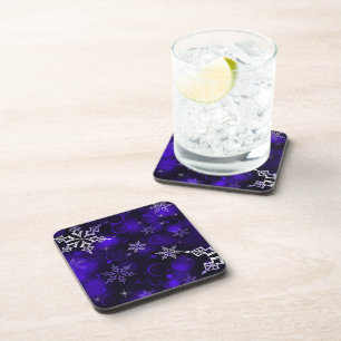 Chic Amethyst Lila Snowflake Motif Getränkeuntersetzer