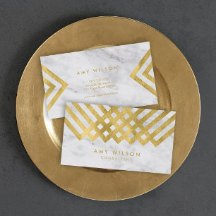 Chic and Elegante Marble Imitate Gold Geometric Visitenkarte