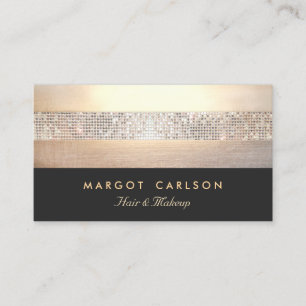 Chic and Elegante Sequin Gold Schwarz Streifen Visitenkarte