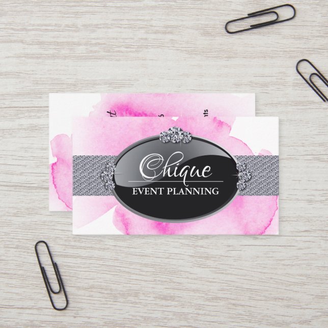 Chic and Glamour Event Planner Business Cards Visitenkarte (Vorderseite/Rückseite Beispiel)