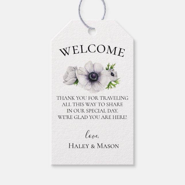 Chic Anemone Floral Wedding Welcome Bag Geschenkanhänger (Vorderseite)