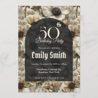 Chic Anemones Luxury Women Birthday Einladung