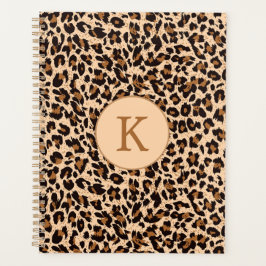 Chic Animal Print Brown Muster Monogram Planer