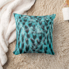 Chic Animal Print - Federmuster, blau und schwarz Kissen