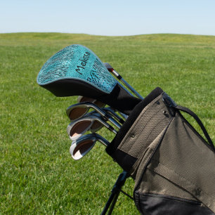 Chic Animal Print in blau - Federn und Glitzer Golf Headcover