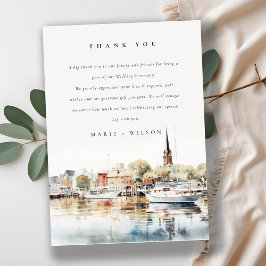 Chic Annapolis Maryland Watercolor Wedding Dankeskarte