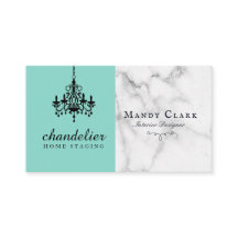 Chic Antique Black Chandelier Marble Business Card