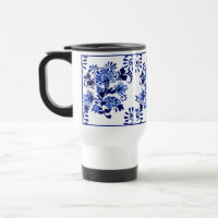 Chic Antique Dutch Delfts Blue Floral Pattern