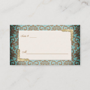 Chic Antique French Damask Wedding Escort Place Platzkarte