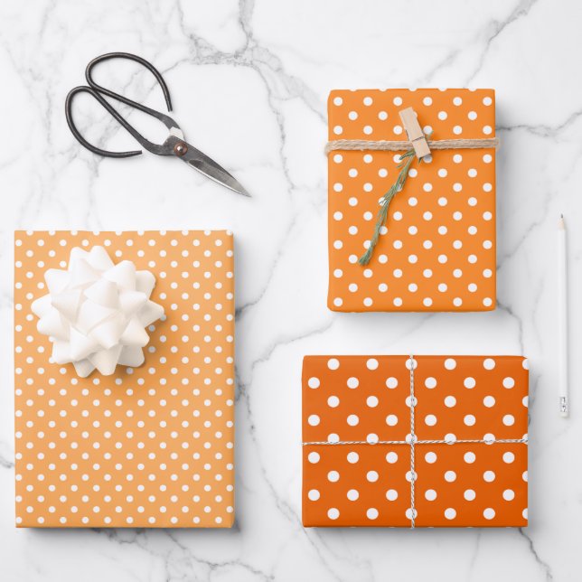 Chic Apricot Peach Orange Polka Dots Muster Geschenkpapier Set (Vorderseite)