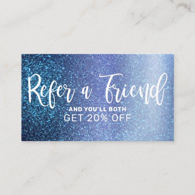 Chic Aqua Baby Blue Triple Glitzer Typografie Empfehlungskarte (Vorderseite)