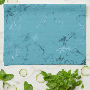 Chic Aqua Blaue Marmor-Hochzeit Geschirrtuch