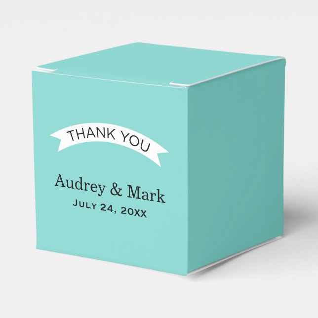 Chic Aqua Blue Custom Wedding Monogram Vielen Dank Geschenkschachtel (Vorderseite)