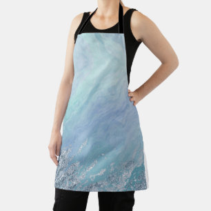 Chic Aqua Blue Marmor Texture Abstrakte Meereswell Schürze