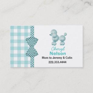 Chic Aqua French Poodle Mommy Card Telefonnummerkarte