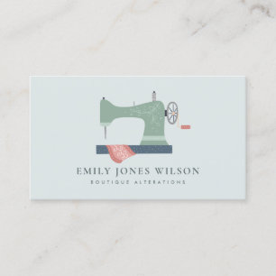 CHIC AQUA GREEN ORANGE PINK SEWMASCHINE TAILOR VISITENKARTE