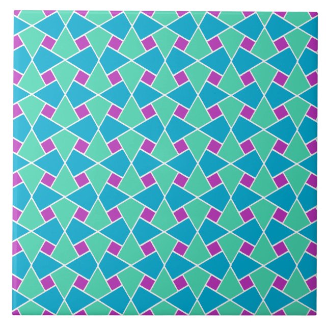 Chic-Aqua-lila Türkis-islamisches Mosaik-Muster Fliese (Vorderseite)