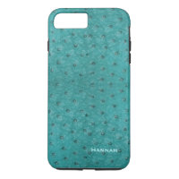 Chic Aqua Ostrich Leather Look iPhone 7 Plus Fall