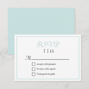 Chic Aqua und White Wedding RSVP Karte