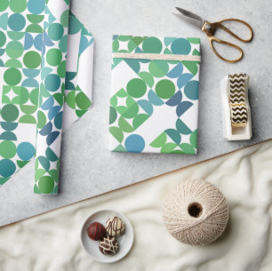 Chic Aquamarin Blue Kleeblatt Green Circles Art Pa Geschenkpapier