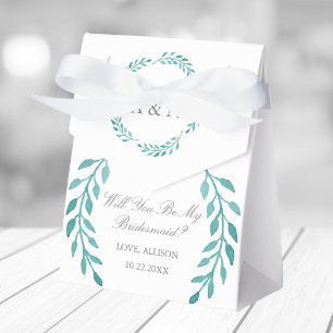 Chic Aquamarin Botanical wirst du meine Bridesmaid Geschenkschachtel
