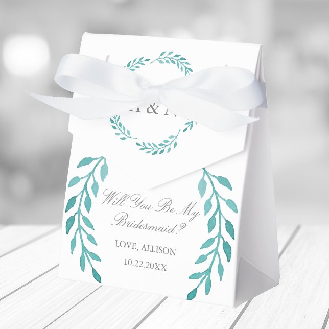 Chic Aquamarin Botanical wirst du meine Bridesmaid Geschenkschachtel (Von Creator hochgeladen)