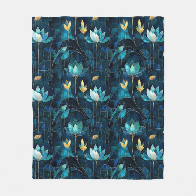 Chic aquamarin Chrysanthemum Fleecedecke (Vorderseite)