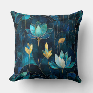 Chic aquamarin Chrysanthemum Kissen