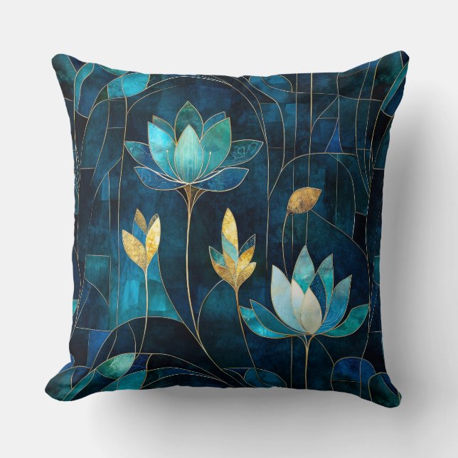 Chic aquamarin Chrysanthemum Kissen (Vorderseite)