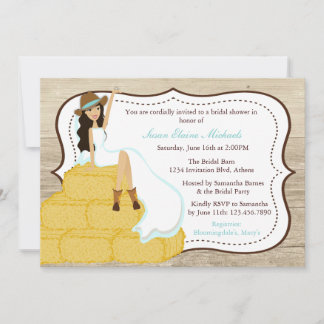 Chic Aquamarin Cowgirl Country Bridge Brautparty Einladung