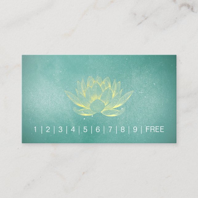 Chic Aquamarin Gold Lotus YOGA Instructor Loyalty  Treuekarte (Vorderseite)