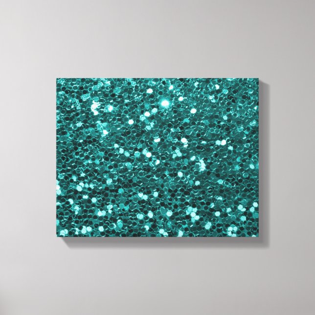 Chic Aquamarin Imitats Glitzer Leinwanddruck (Vorderseite)